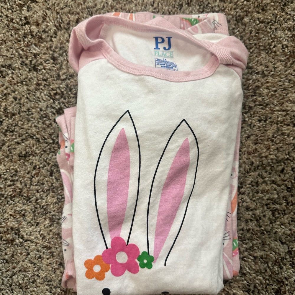 The Children's Place Pink and White Bunny Pajama Set